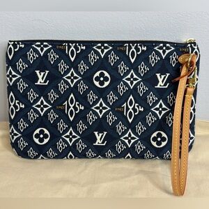 Louis Vuitton Wristlet Pochette Clutch Pouch Bag 1854 Blue with authentication